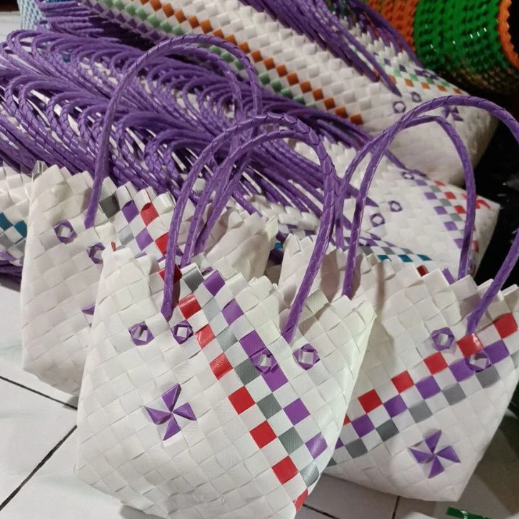 TAS ANYAMAN PLASTIK/KERANJANG 15MM/HAMPERS/TAS ULTAH/TAS SELEMPANG