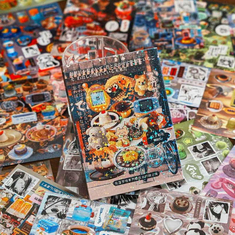 

(kuning)1 lembar sticker book japanese food colorful food, ancient comics, die-cut sticker book