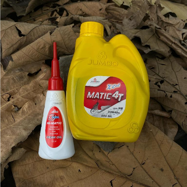 paket lengkap oli mesin jumbo hyper power matic 20w 50 SG 0,8 ml + oli gear matic JUMBO xcool120ml 1