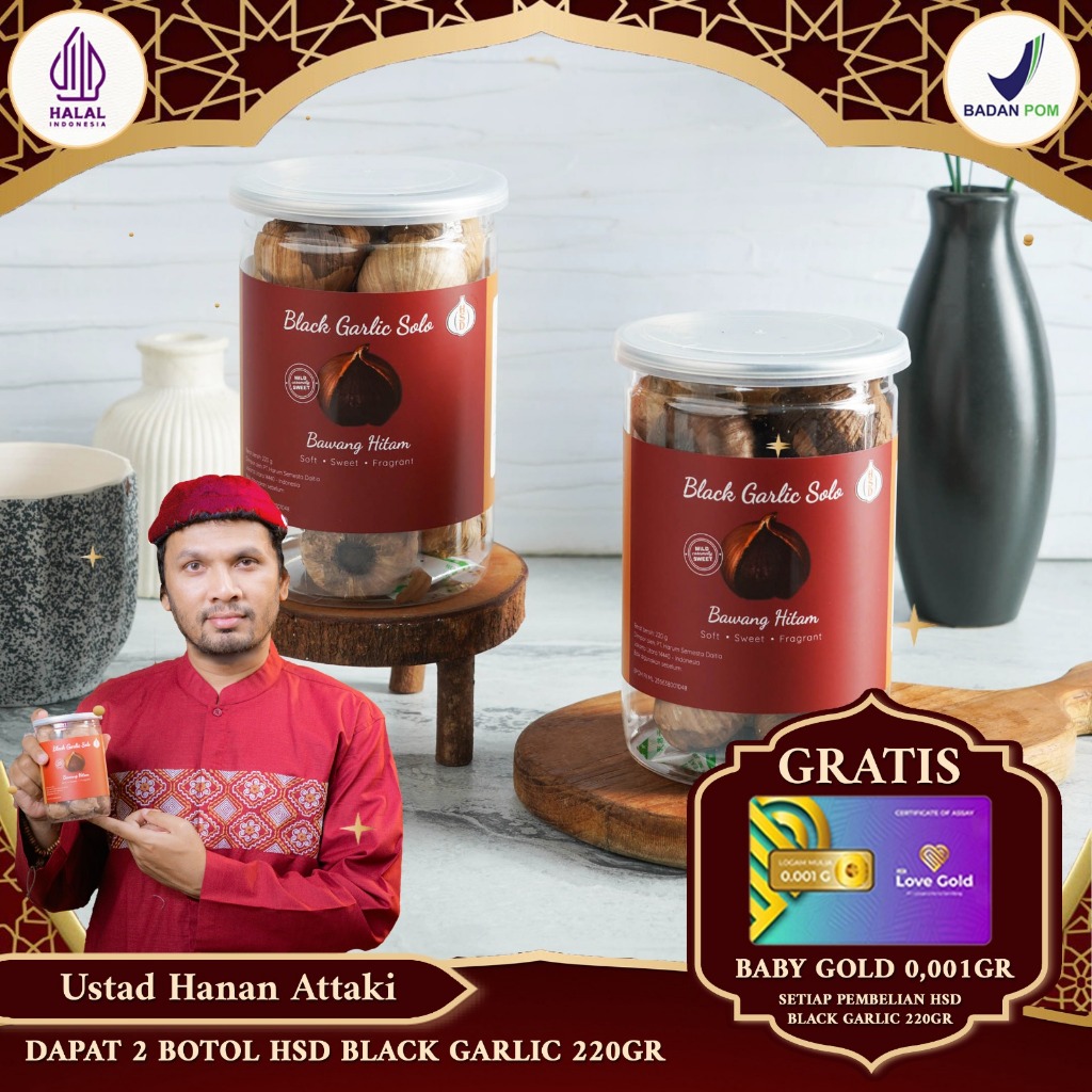 

2 BOTOL HSD Black Garlic Solo ( Bawang Hitam Tunggal) 220 Gr