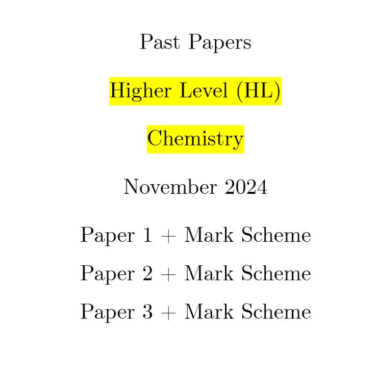 [Hardcopy] IB Diploma Past Papers HL Chemistry November 2024