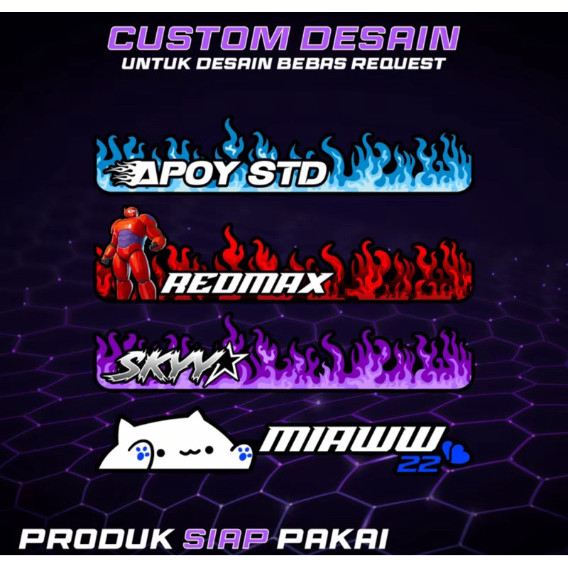 Desain Costum Sticker Plat nomor motor