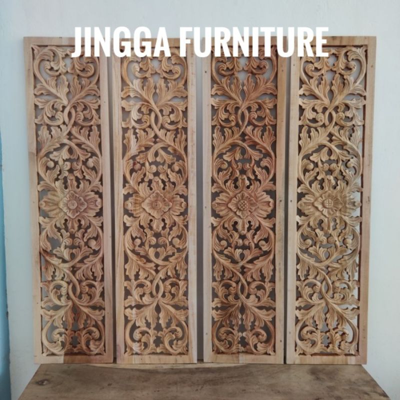 20x50cm Ornamen Ukir Ukiran Kayu Ornamen Ukir Loster Boven Tebeng Lisplang Kusen Pintu Roster Jendel