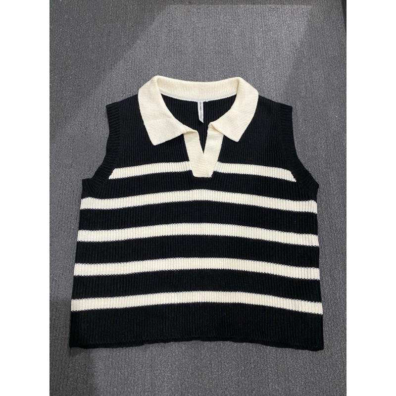 Stripe Knit Polo Vest Colorbox (Preloved)