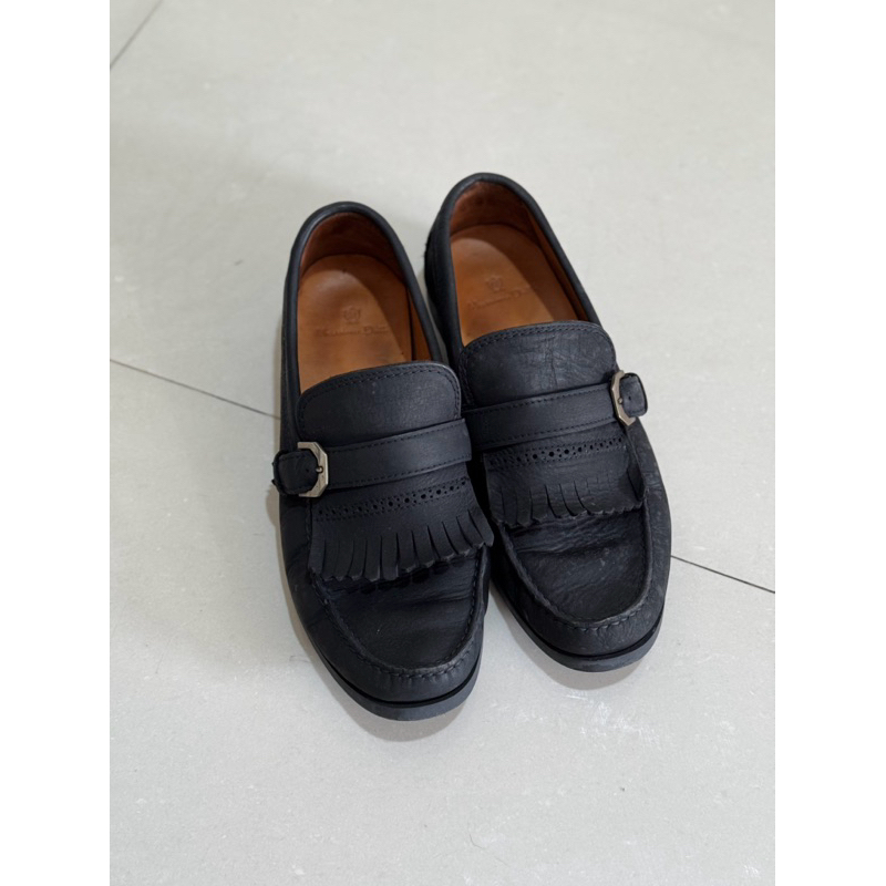 Sepatu Pantofel Pria Massimo Dutti 100% Leather Navy Dark Blue