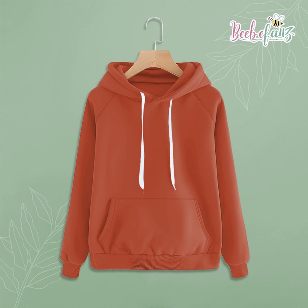 jaket hoodie premium polos wanita pria orange