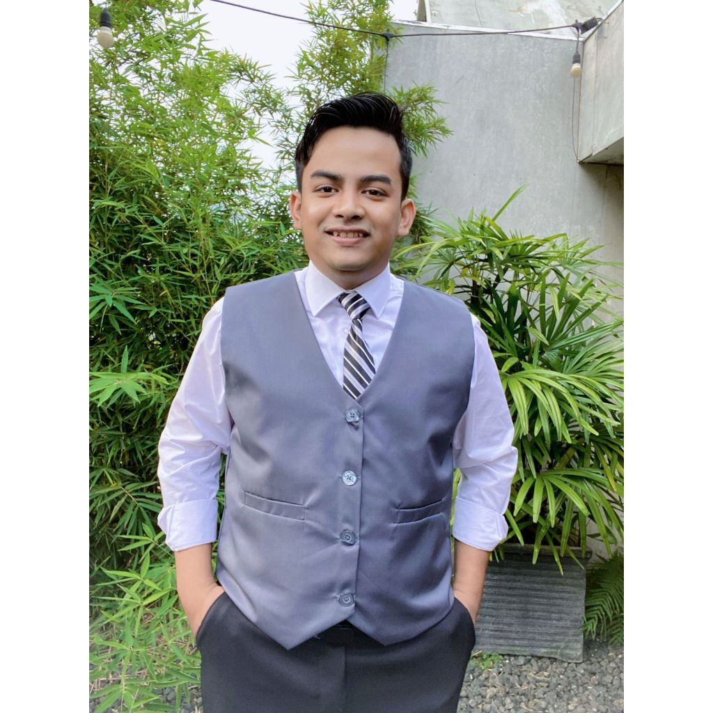 Wednesday Apparel -Jas Rompi Pria Abu Abu | Rompi Blazer Pria | Rompi Jas Pria Formal Slim Fit Jumbo