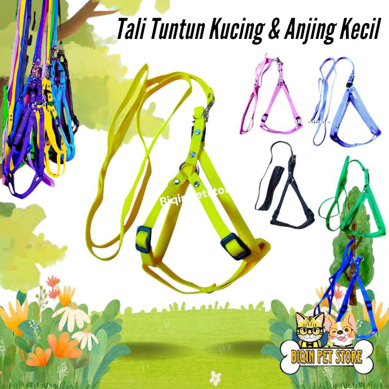 Harnes leash tali tuntun kucing anjing Kecil Model Y