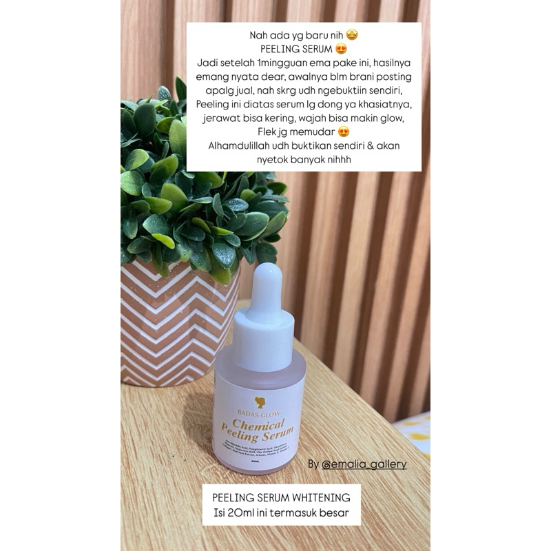 CHEMICAL PEELING SERUM MENCERAHKAN , MENYAMARKAN FLEK & MEREDAKAN JERAWAT BADAS GLOW