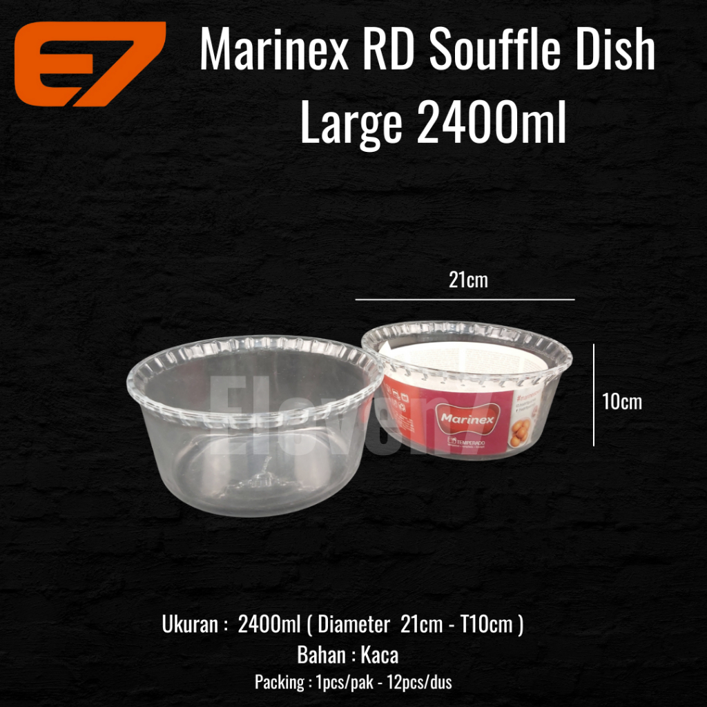 Marinex Souffle Bowl 2400ml - Mangkok Soup Saji Kaca, Baking Dish, Baking Tray
