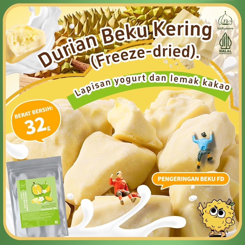 

【Luckymore】HALAL Durian Beku Kering Renyah Berlapis Coklat 32gr, Durian, Buah Durian, Keripik Durian, Keripik Buah, Cemilan Sehat, Durian Kering, Duren Kering