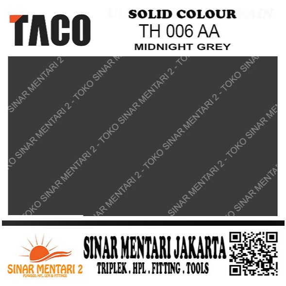 TACO HPL SOLID COLOUR TH 006 AA MIDNIGHT GREY