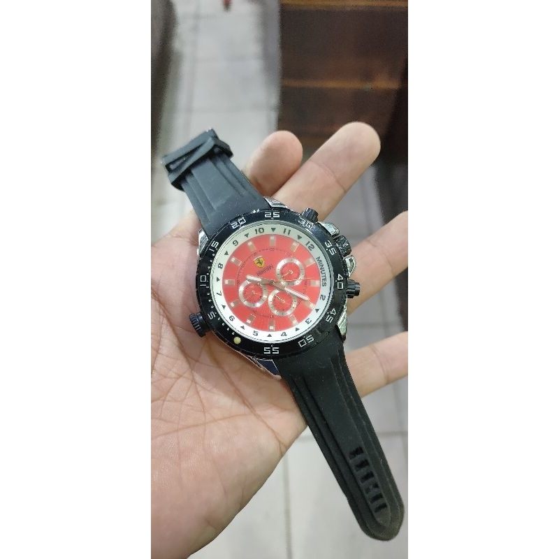 jam tangan pria stainless steel sporty Ferrari Chronograph fungsi aktif semua-rubber elegan Sporty