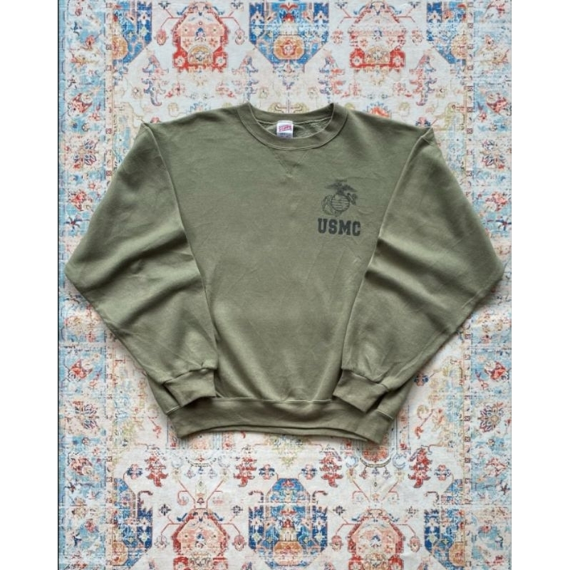 1990s Vtg Military USMC United States Marine Corps Olive Green Colour Sweatshirt