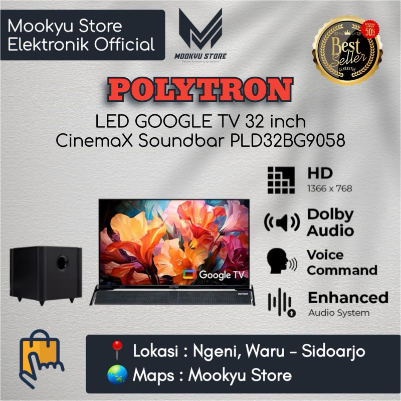TV LED POLYTRON 32 Inch PLD32BAG9858 | PLD 32BAG9858 | PLD32BAG5959 | PLD 32BAG5959 Android Smart TV