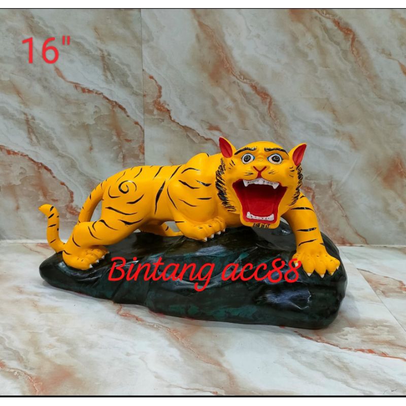 patung dewa harimau kuning - fiber - 16inch