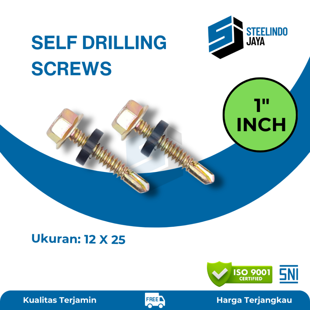 Sekrup Roofing 1 Inch 100 Pcs | Self Drilling Screw (SDS) dengan Washer