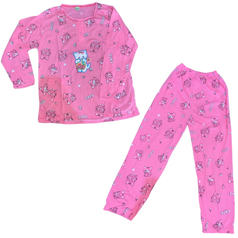 [MURAH] SETELAN BAJU TIDUR PANJANG-PANJANG DEWASA KUCING Setelan Baju Tidur Panjang-Panjang Dewasa K