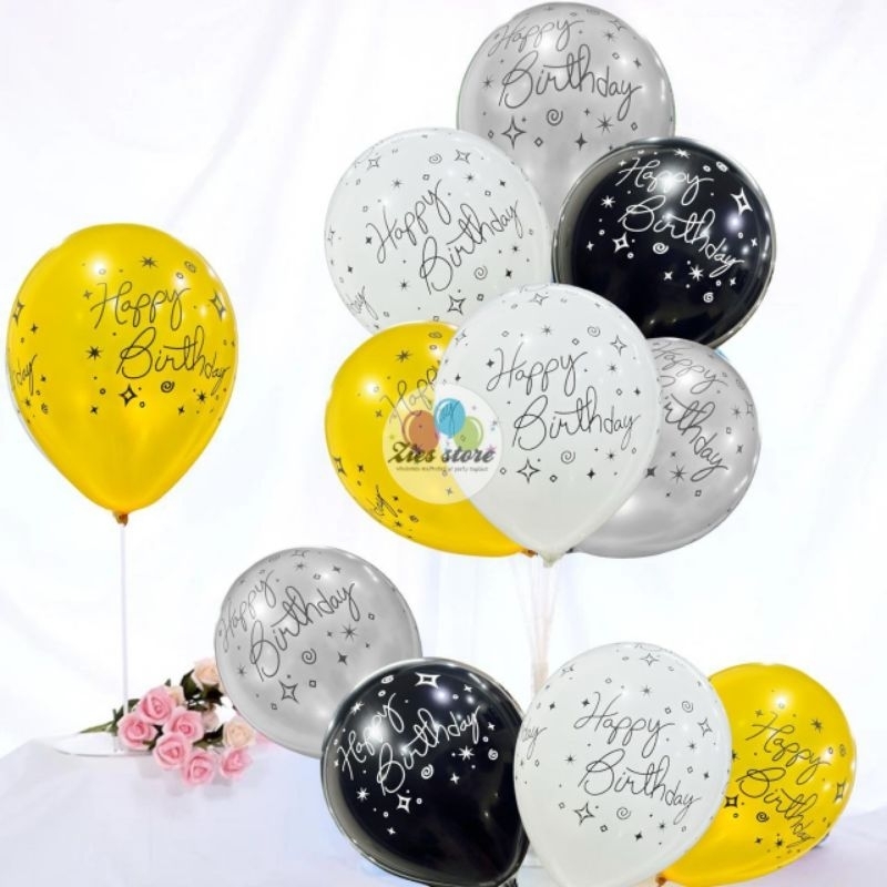 Balon latex happy birthday / balon latex tulisan happy birthday