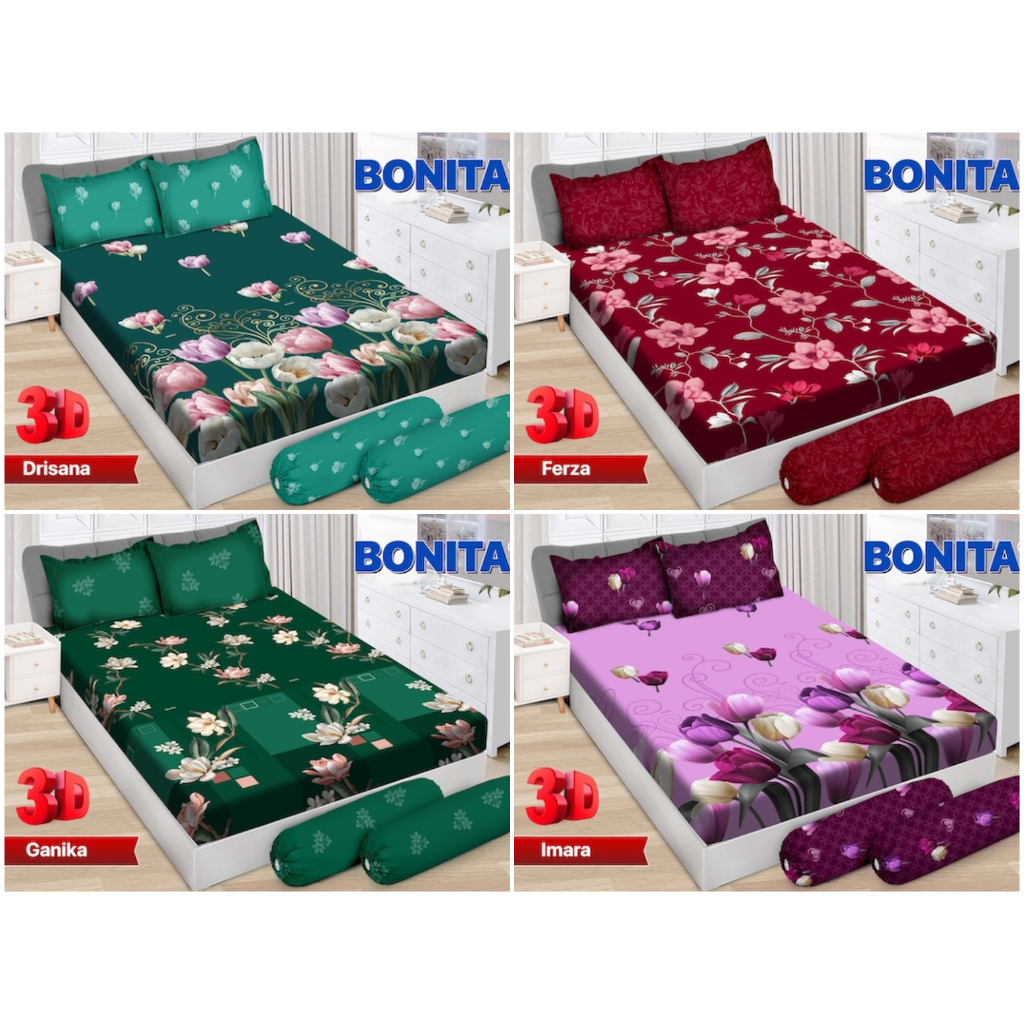 Sprei Bonita 3D size 180 x 200 ( 6 kaki ) Motif Bunga 2