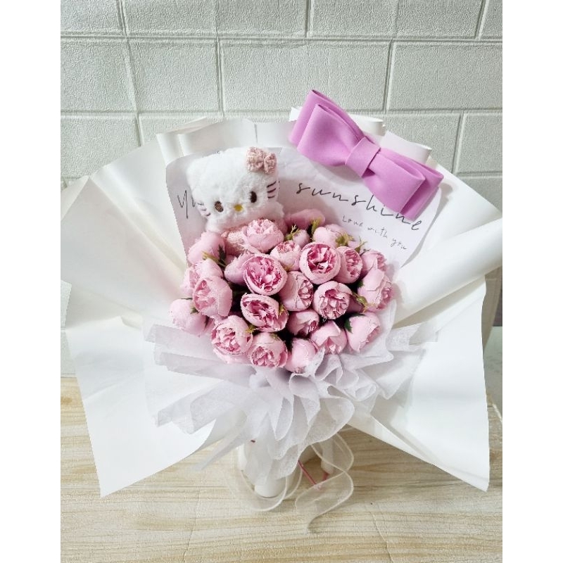 Buket Bunga hello kitty + paper bag