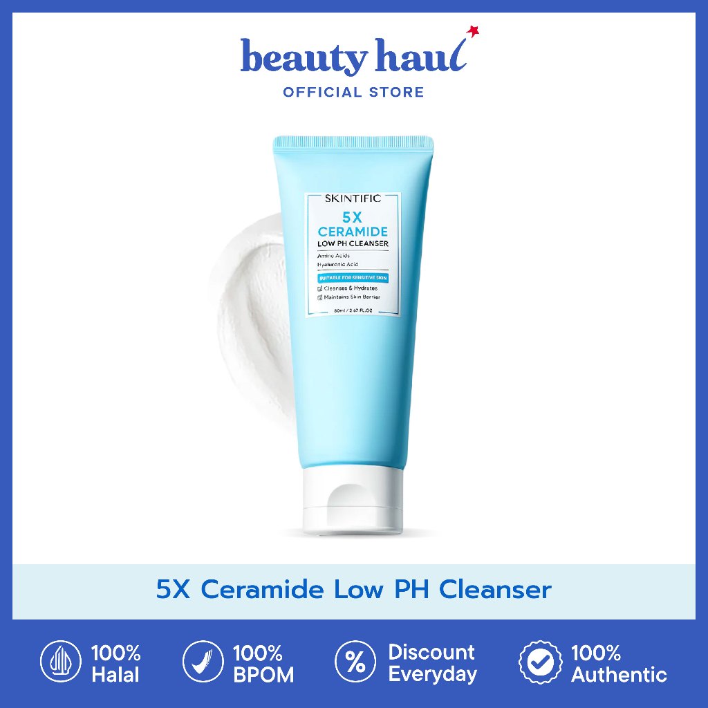SKINTIFIC 5X Ceramide Low PH Cleanser - Sabun Cuci Muka Low pH untuk Kulit Sensitif, Gentle Cleanser