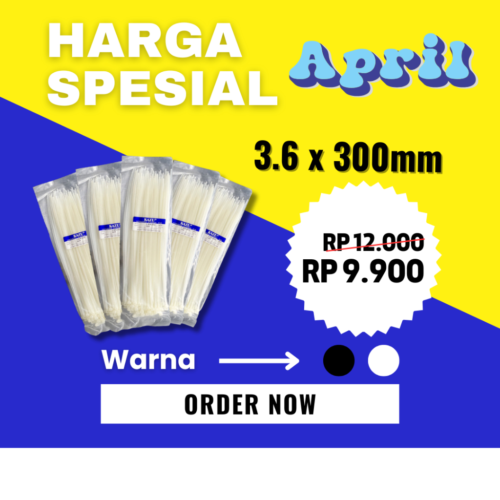 

Kabel Ties 30cm isi 100pcs Cable Ties 30cm Kabel ties 3.6x300mm Putih Hitam