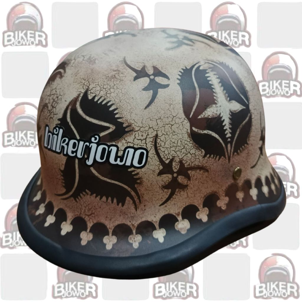 Helm Bikerjowo Motif Batik - Trooper Custom Painting Chunky Original
