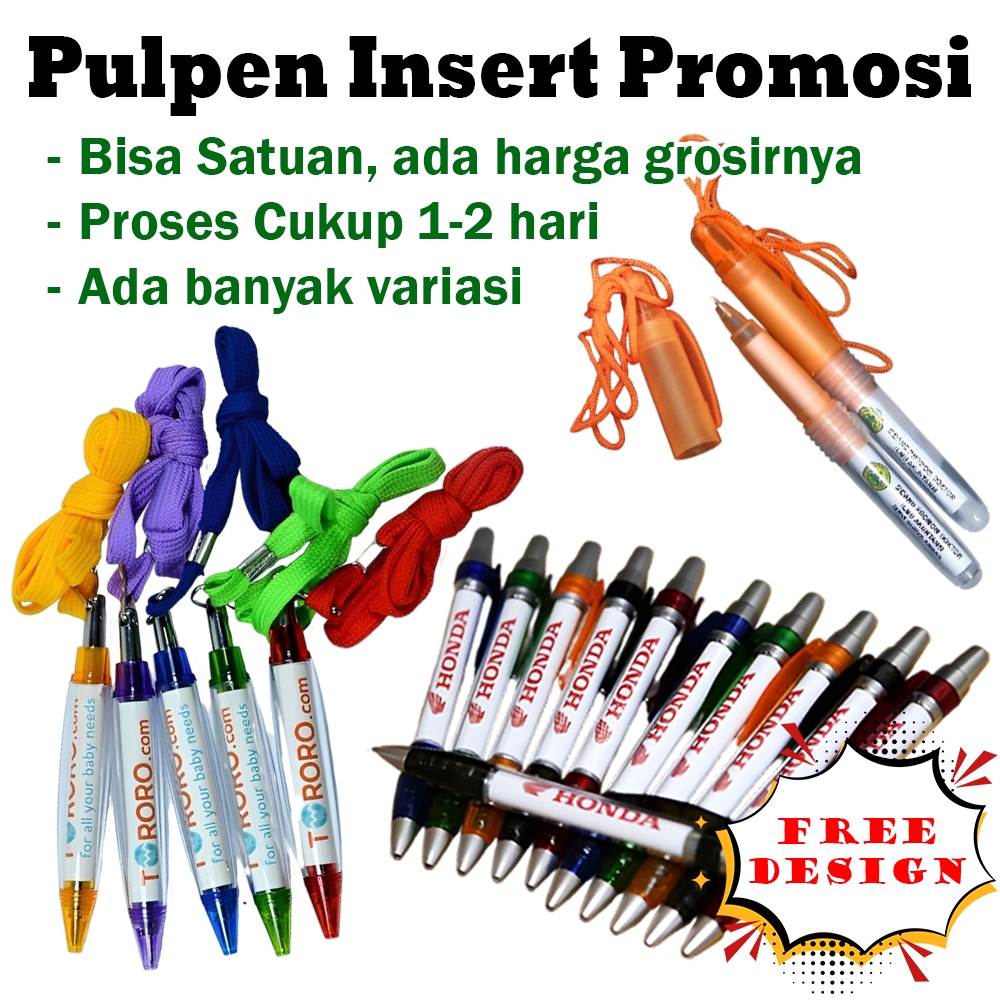 

Pulpen Plastik Promosi Insert Paper Cetak Custom / pen cabe pena pencet tali ballpoint Request souvenir kado