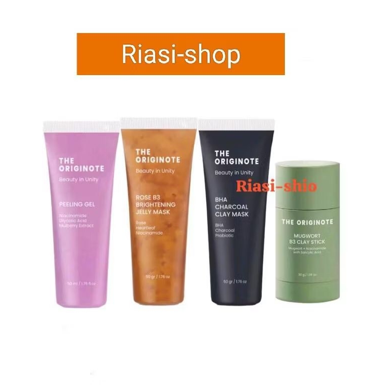 THE ORIGINOTE Masker Wajah Series BHA Charcoal Clay Mask, Rose B3 Brightening Jelly Mask, Peeling Ge