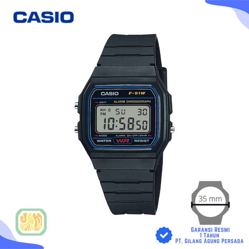 JAM TANGAN CASIO F-91W-1 ORIGINAL - F91W HITAM