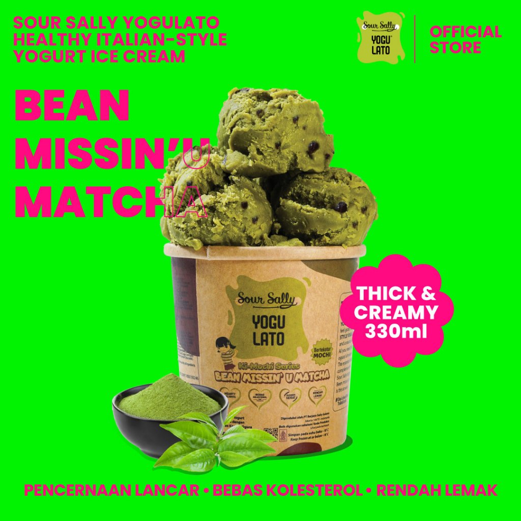 

Sour Sally Yogulato Bean Missin'U Matcha 330ml | Es Krim Yogurt Sehat