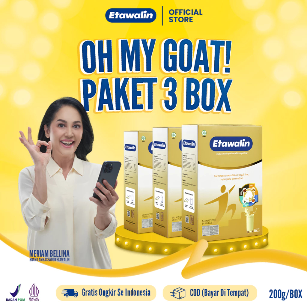 

PROMO (3 BOX) - Etawalin Susu Etawa Herbal Nyeri Sendi 3 Box BPOM HALAL