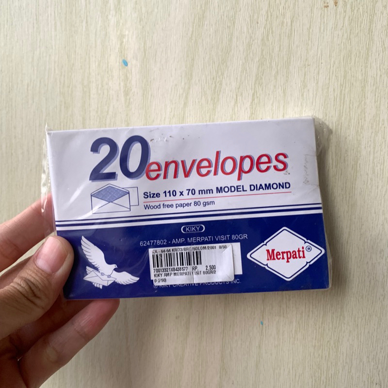 

amplop merpati 20 pcs size 110 x 70 mm