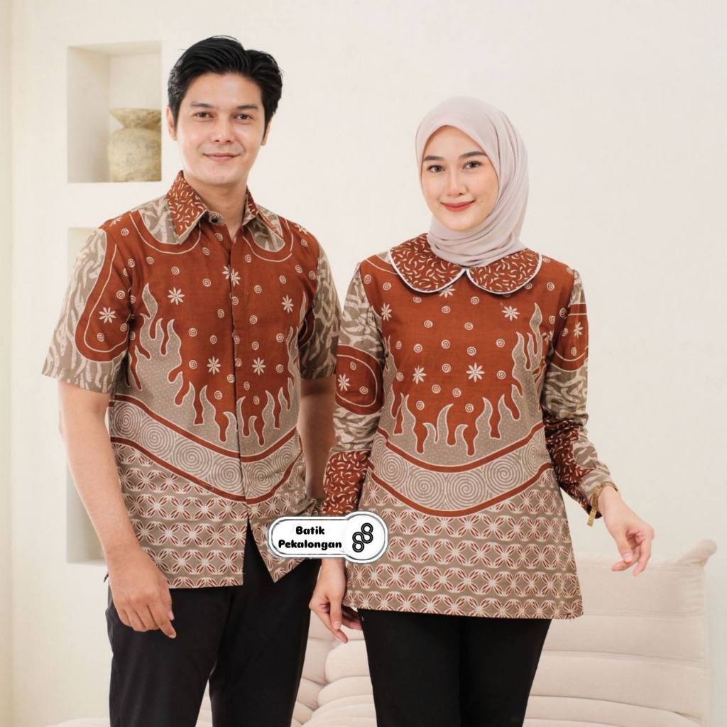 BATIK PEKALONGAN 88 - Couple Hem & Blouse Mahe Swari Batik Bahan Katun Prima Atasan Kerja Seragam nb