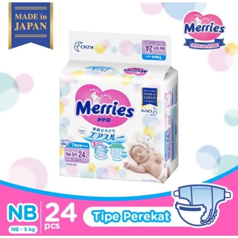 MERRIES Premium NB24 Popok Bayi New Born Perekat