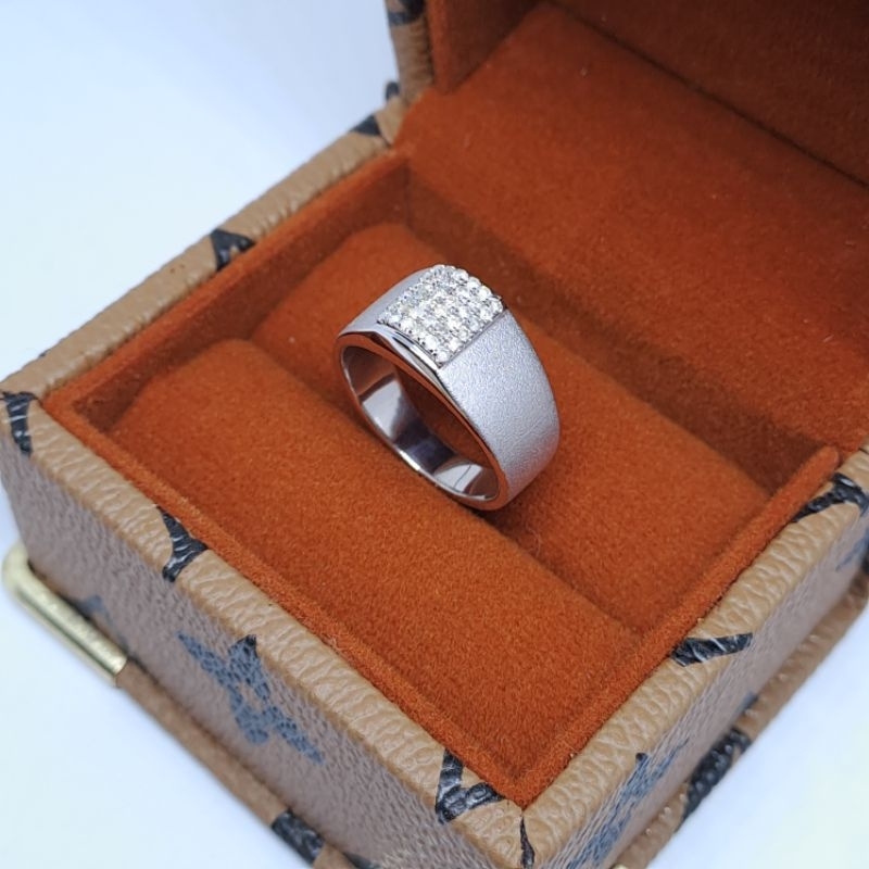 Cincin Silver Pria Mewah Berlian Asli