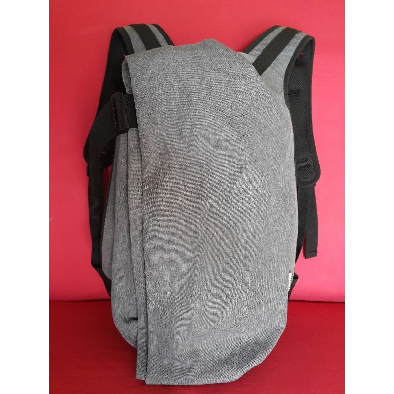 Tas Ransel Ozuko Pria Backpack Laptop Model Unik Kanvas Abu2