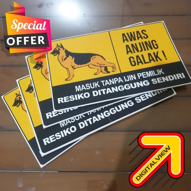 

Stiker Awas Anjing galak Resiko tanggung Sendiri (tebal 2 -3 mm)