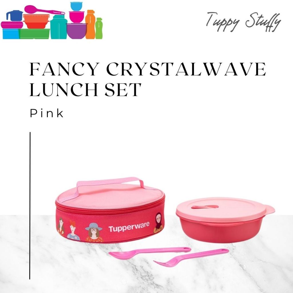 Tupperware Fancy Crystalwave Lunch Set Pink | Tempat Bekal Sekolah dan Kerja