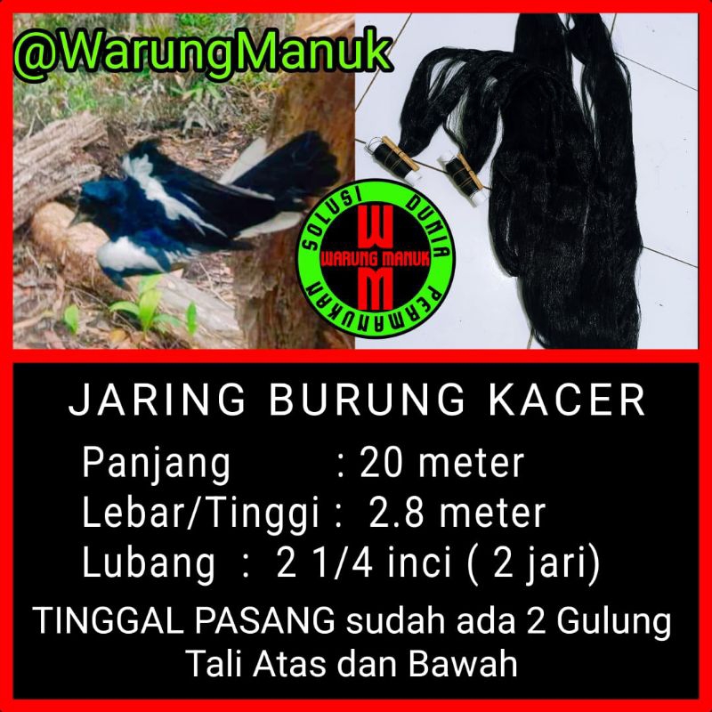 Jaring burung kacer 20 meter, jebakan burung kacer, jala burung kacer, perangkap burung kacer, jarin