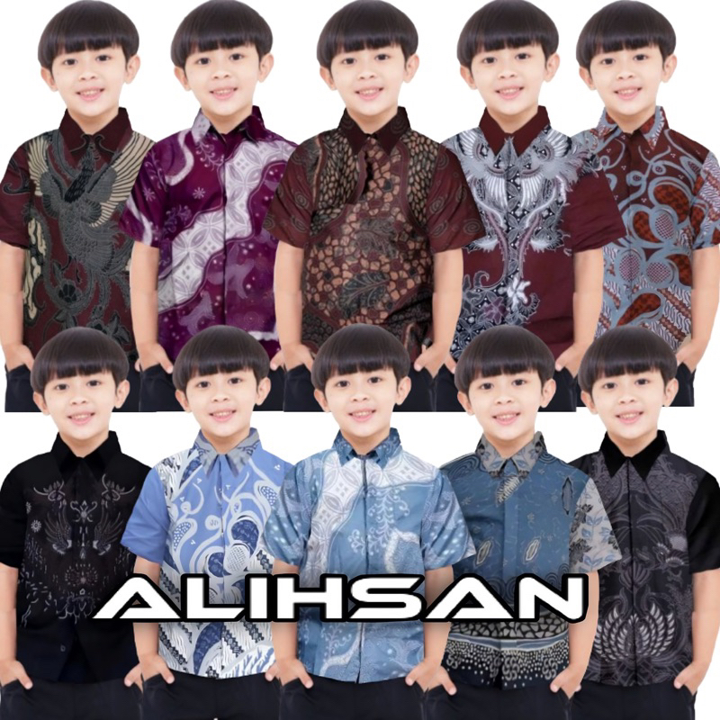 Kemeja Batik Anak laki laki umur 1-12th || Baju Batik Anak laki laki lengan pendek