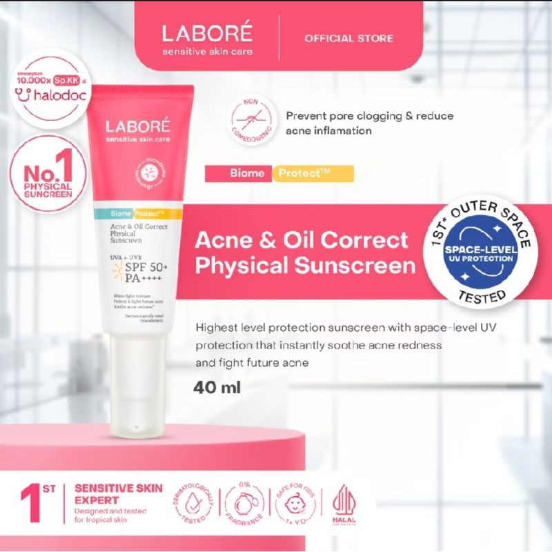 [NEW] Labore Acne & Oil Correct Physical Sunscreen SPF50+ PA++++ 40 ml SS labor sunscren tabir surya