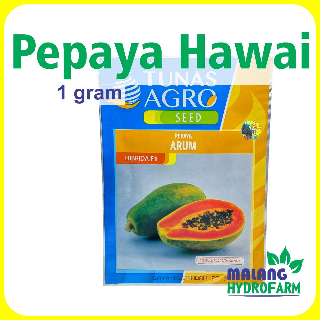Benih Pepaya Hawai Arum 1 gram Tunas Agro bibit biji buah buahan unggul kates mini kecil bulat sunri