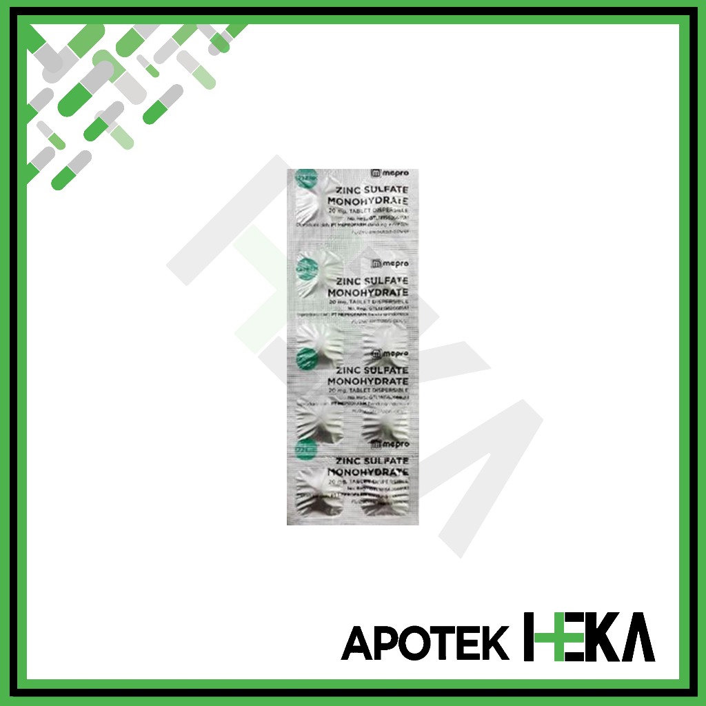 Zinc Sulfate 20 mg Mepro - Strip isi 10 Tablet [TANGERANG]