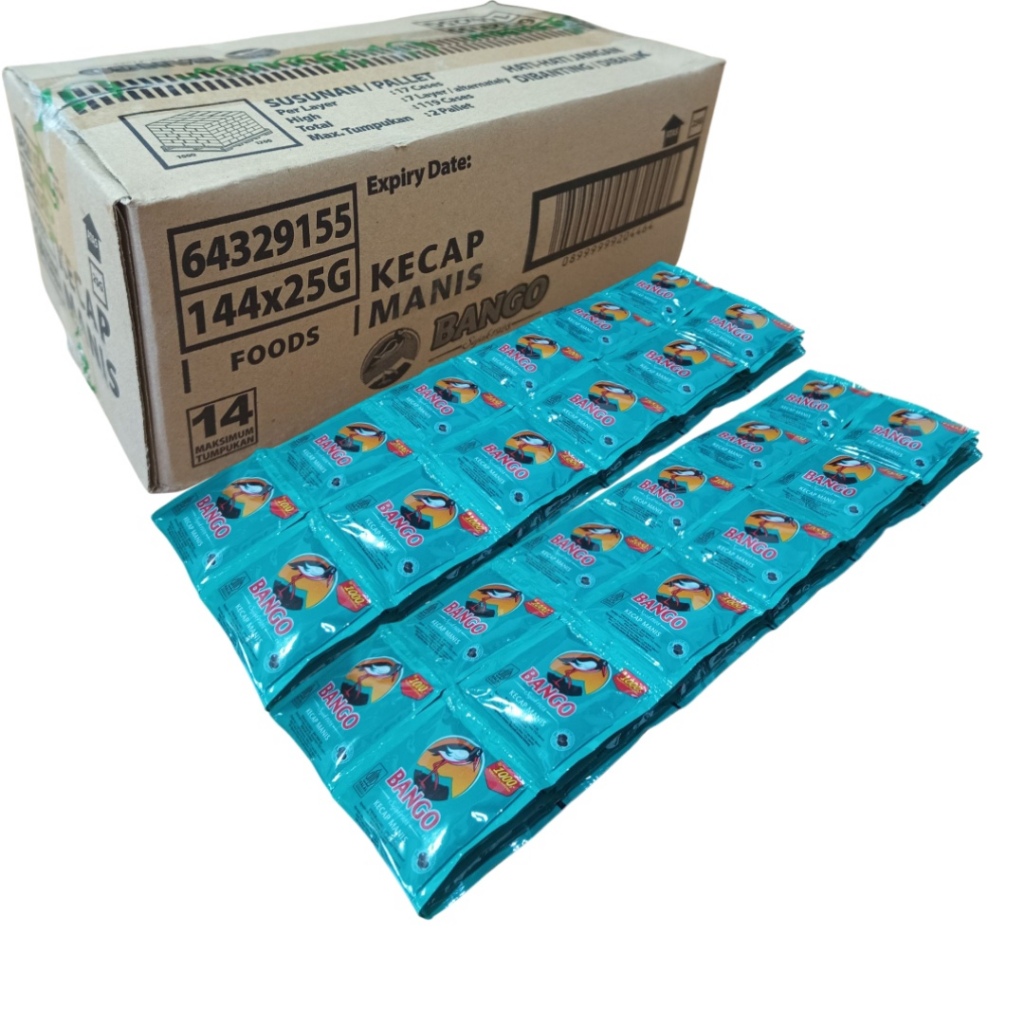

1 Dus Kecap Bango Sachet 25 Gram Isi 144 Sachet- Rasa Manis Gurih Khas - Hitam, Kedelai