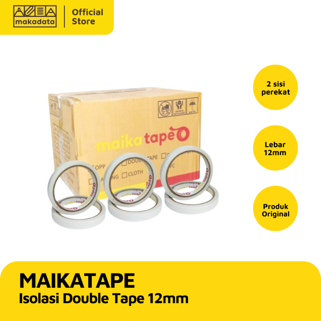 

ISOLASI DOUBLE TAPE MAIKATAPE 12MM (1BOX) MURAH
