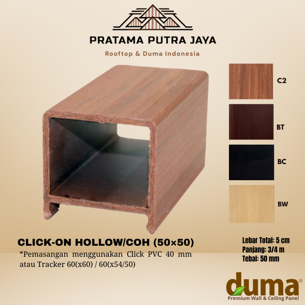 DUMA CLICK ON HOLLOW / COH (50×50) - BAHAN WPC