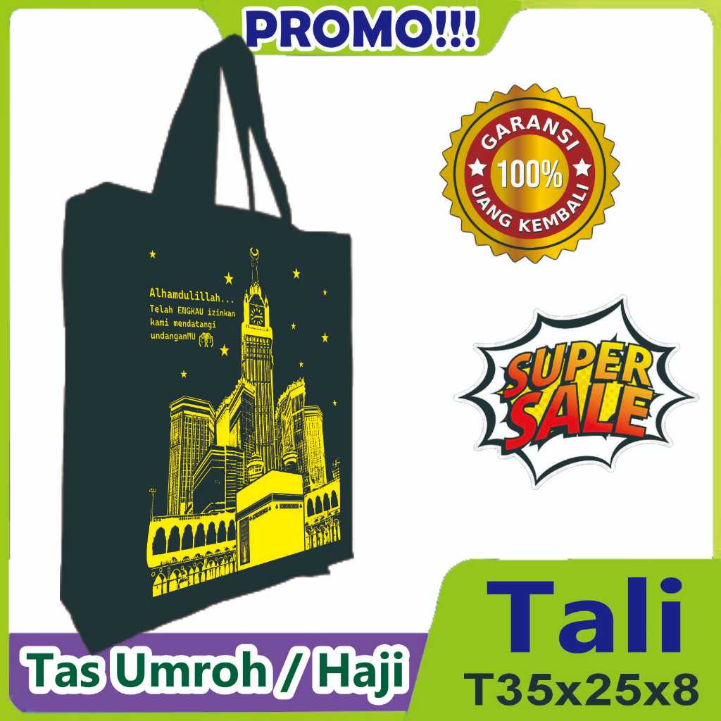 

Tas Umroh Haji Jam Makkah Tinggi 35x25x8 (lipat samping) per 12pcs (1 lusin)