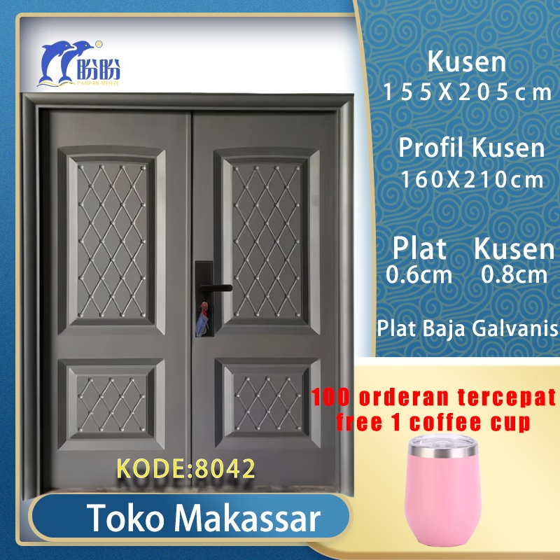 PT PANPAN - (LUXURY DOUBLE PAN 8042 ) Pintu Baja /Pintu Plat Baja Double Kupu Kupu Tarung Utama Pint